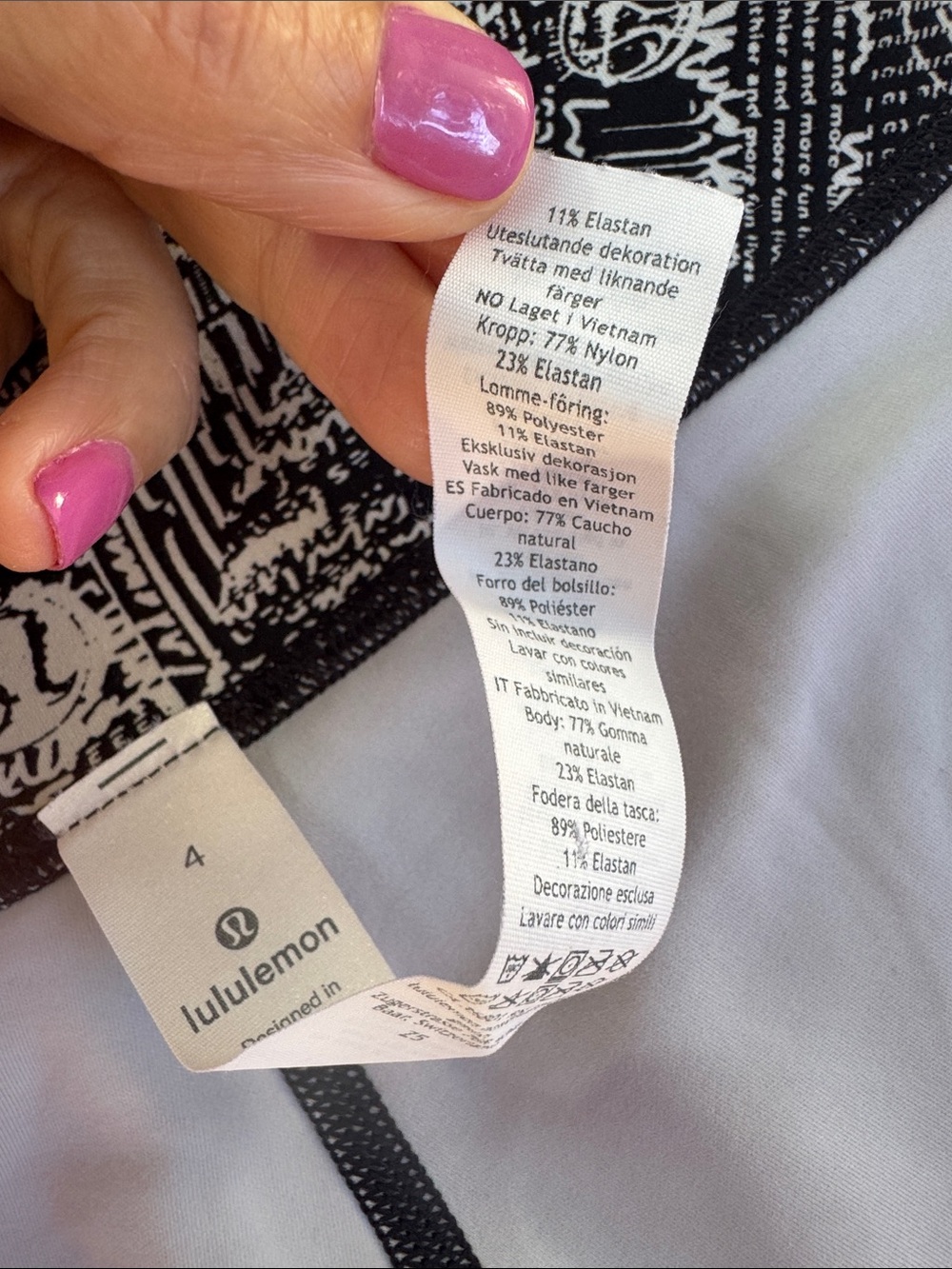 lululemon Wunder Train HR Tight 25” Tear It Up Alpine White Black Logo Size 4 - Picture 10 of 14